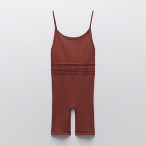 NWT Zara seamless openwork short maroon jumpsuit